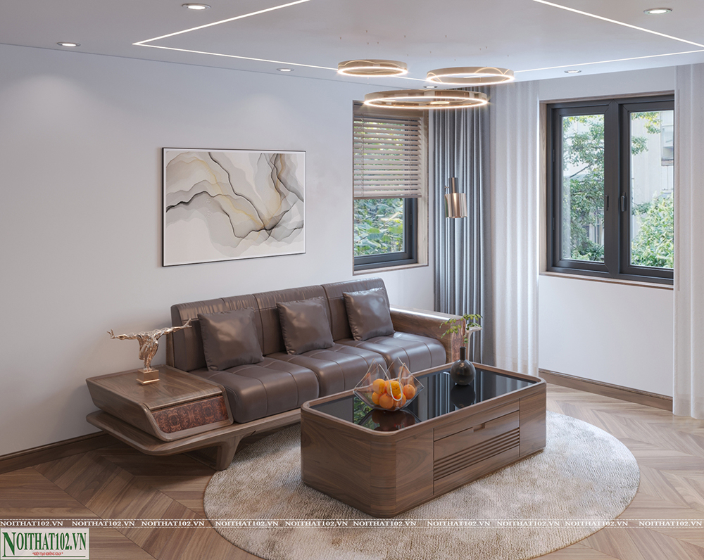 Sofa Gỗ Óc Chó Văng Dài