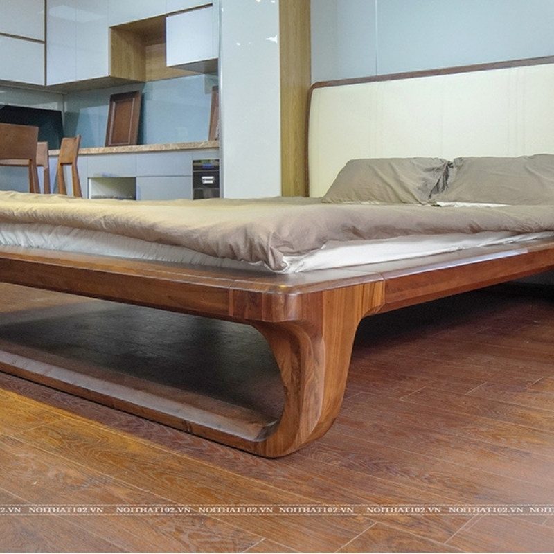 Chi tiết chân quỳ hiện đại, tăng tính thẩm mỹ cho giường gỗ óc chó GOC-07