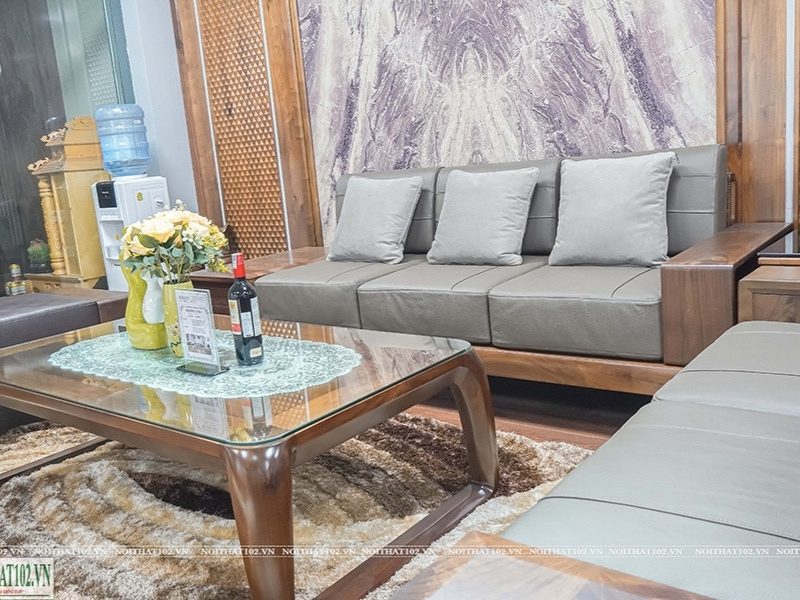 Thiết kế hộp ngăn kéo chỗ tì tay của sofa gỗ óc chó S-V300