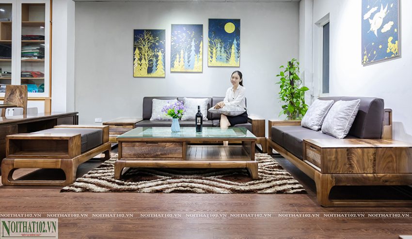 Mẫu sofa S-150 chính diện, đệm da cao cấp êm ái, phù hợp mọi không gian phòng khách