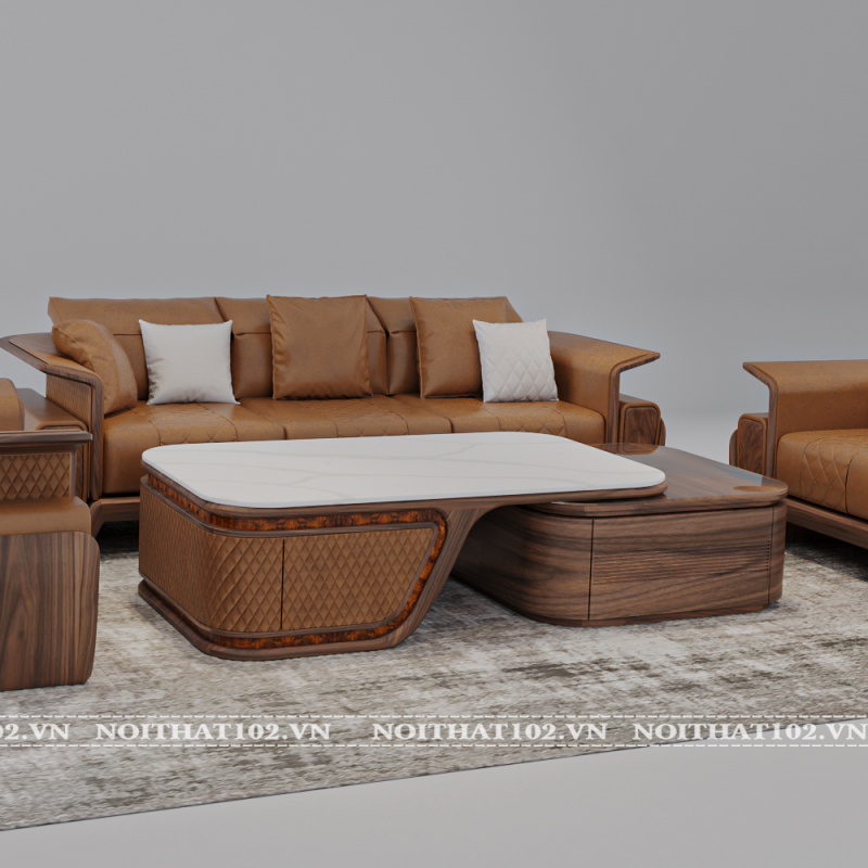 sofa gỗ óc chó luxury lx01 với kiểu dang đẹp